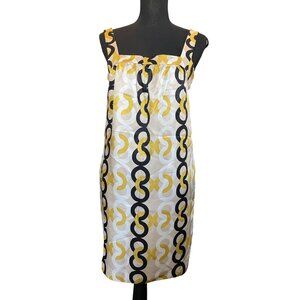 J.Crew womens silk shift dress chain print square neckline sleeveless side zip